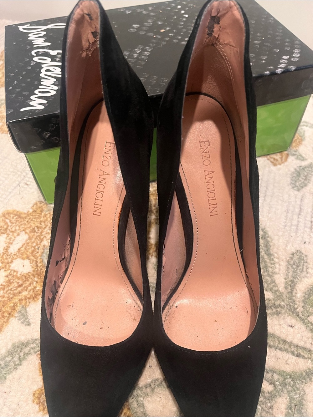 Enzo Angiolini Black Suede Pointed Toe Stiletto Pumps - Picture 4 of 11
